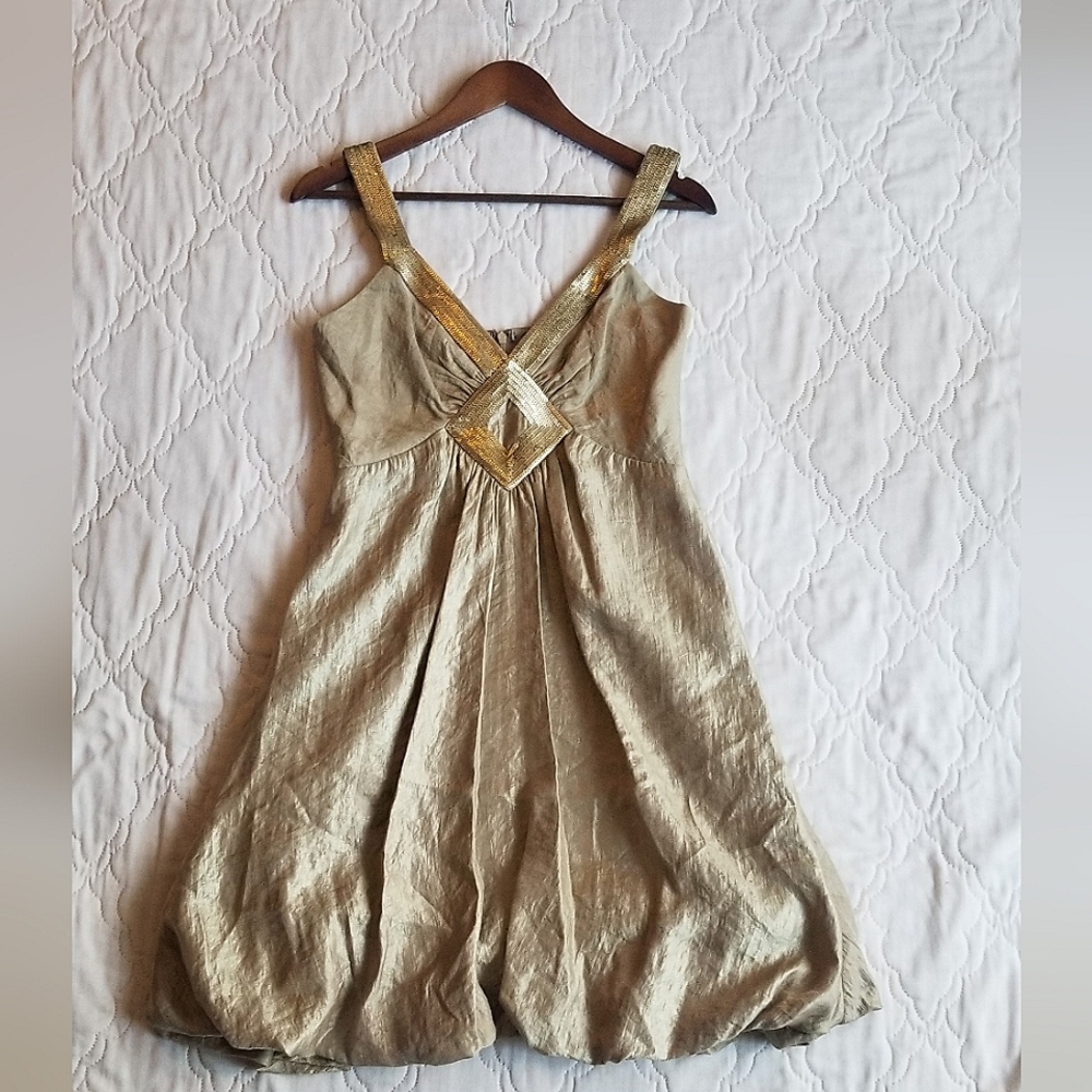 Bcbgmaxazria Gold Sequin Dress